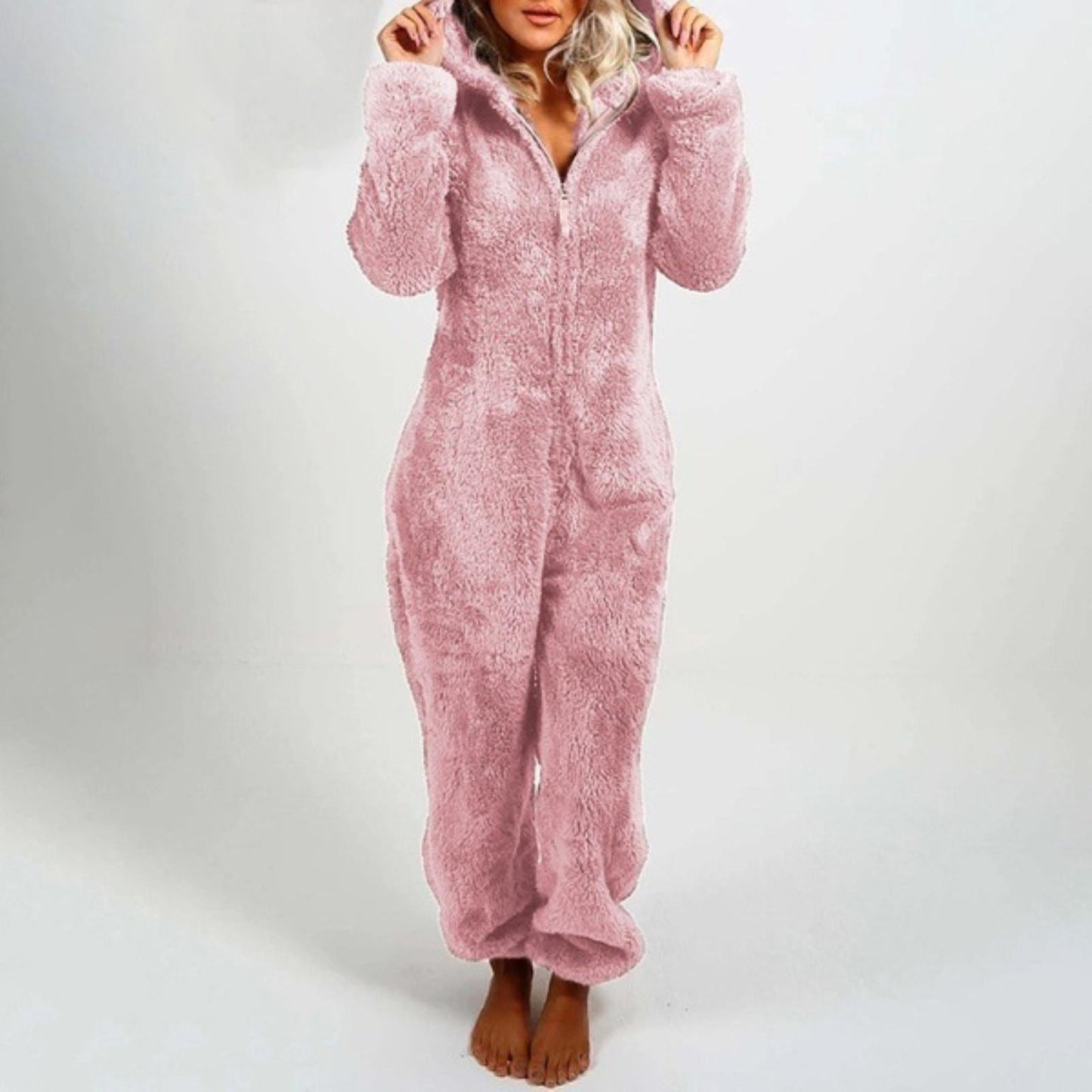 Grauer Fleece-Jumpsuit - Nora