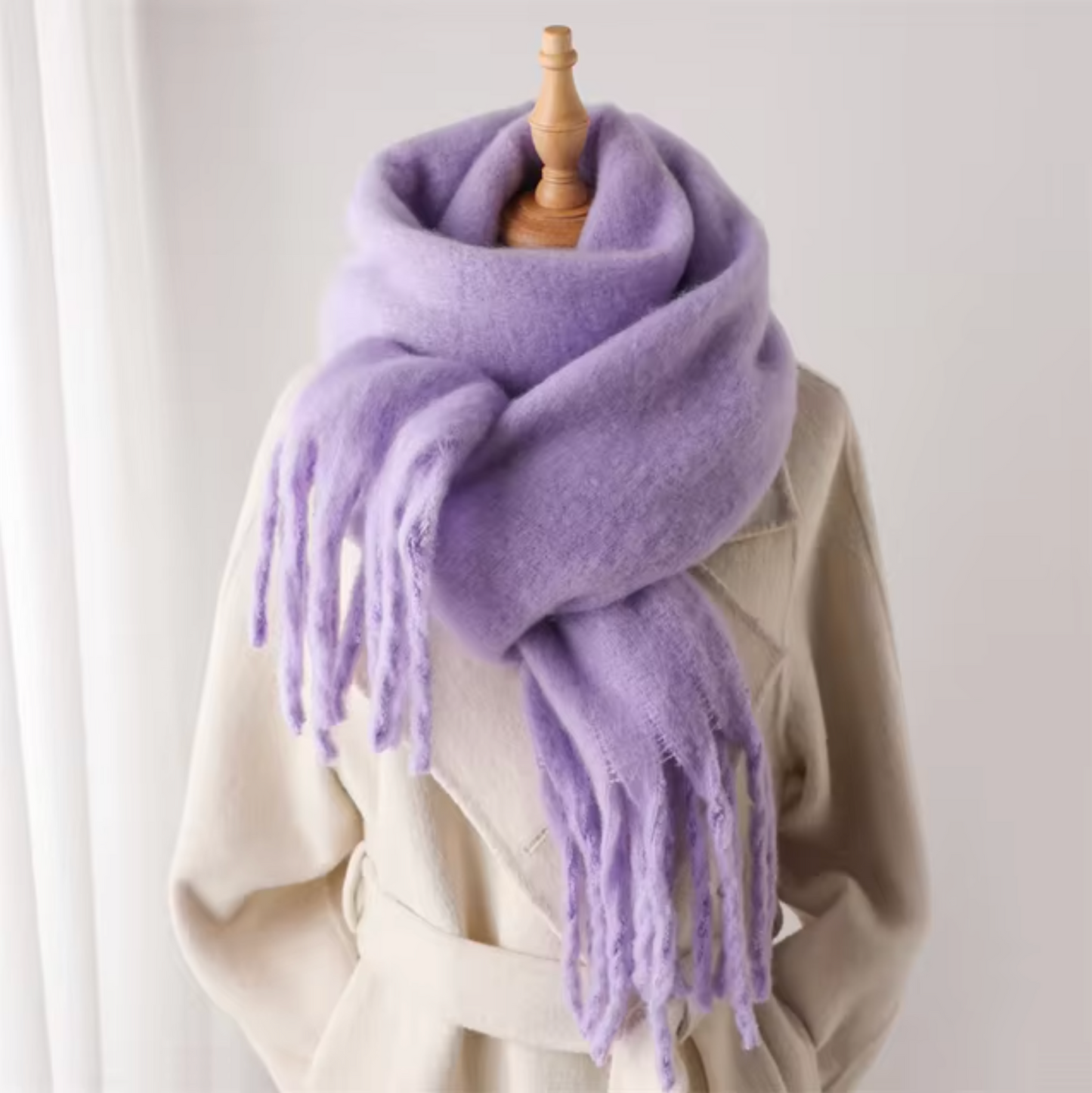 Winterschal Kaschmir Uni Farbe Pashmina Quasten