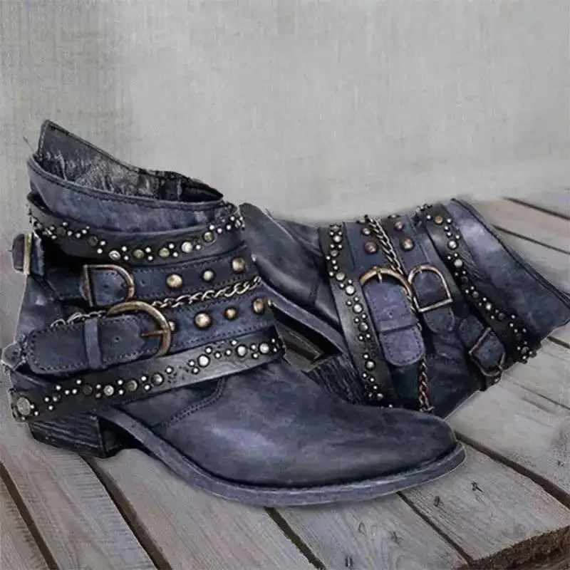 Cowboystiefel Damen Knöchelstiefel Sprenkel Nieten