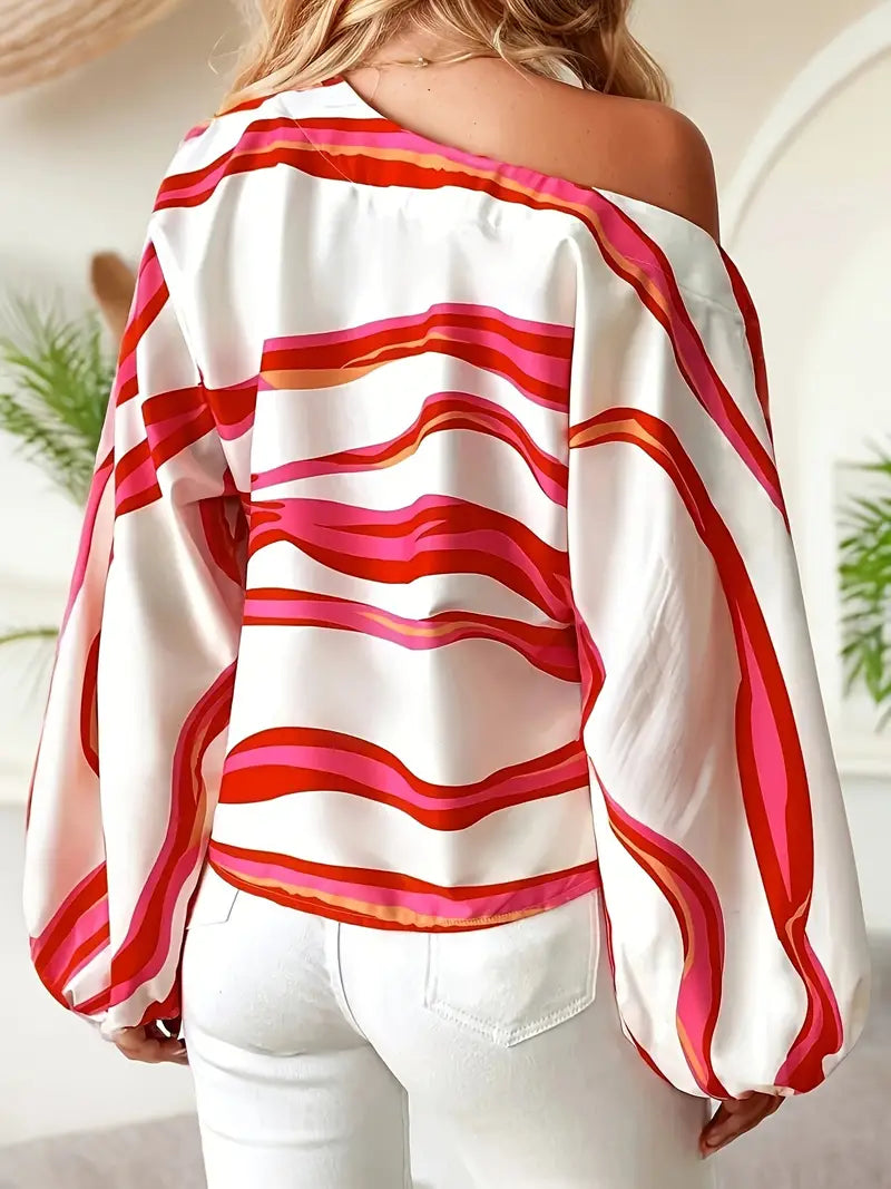 Fudus | Off Shoulder Bluse Mit Geometrischem Muster Für Damen