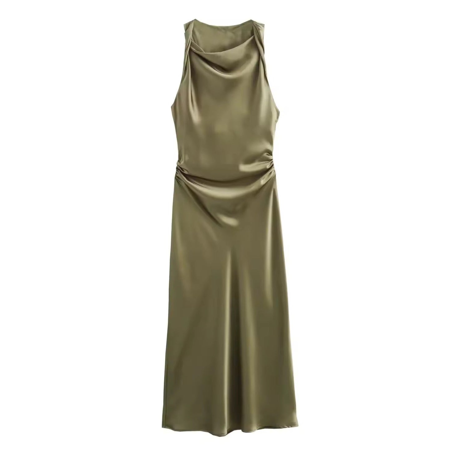Maxikleid Satin Drapierung Elegant