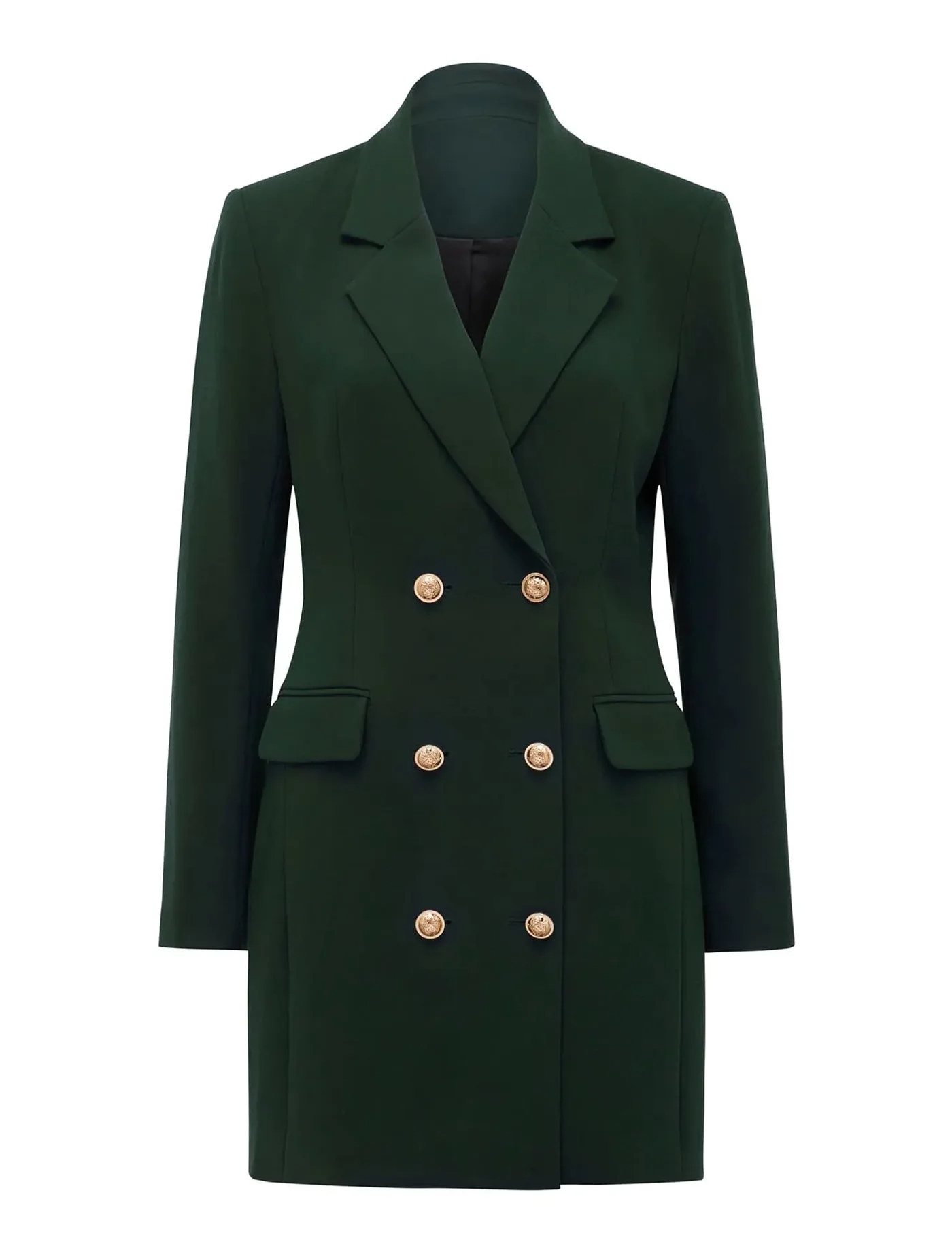 Fudus Damen Blazer Kleid Doppelknöpfig Klassisch Langarm Elegant