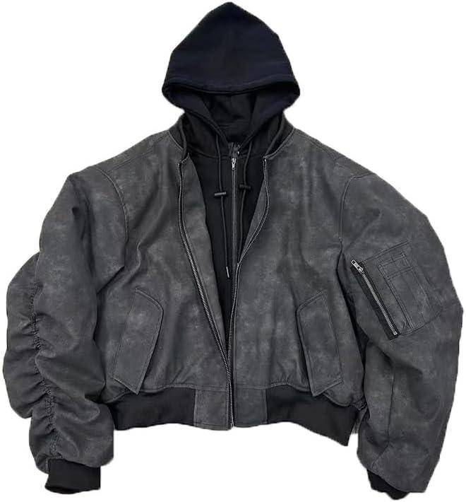 Gothic Kapuzenpulli Zweiseklige Jacke Kunstleder