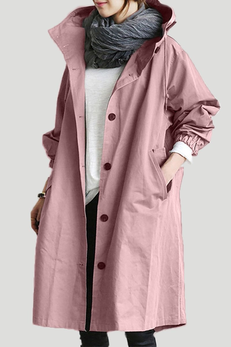 Damen Wasserdichter Trenchcoat Mit Kapuze Bequem Alltag
