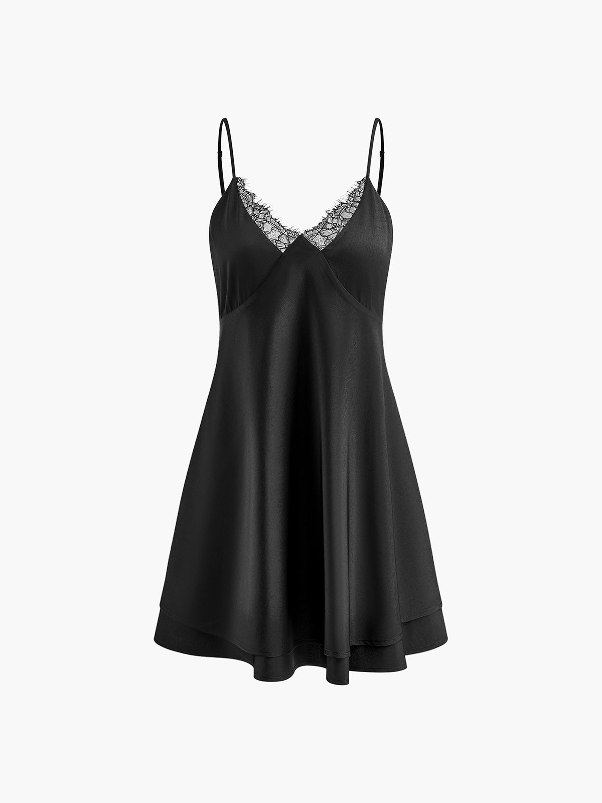 Kleid Satin Rüchlos V-Ausschnitt Elegant