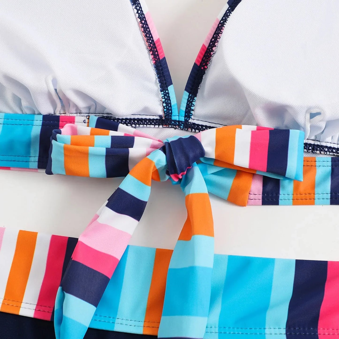 Julia - Bunt Gestreifter Halter-Neck Bikini