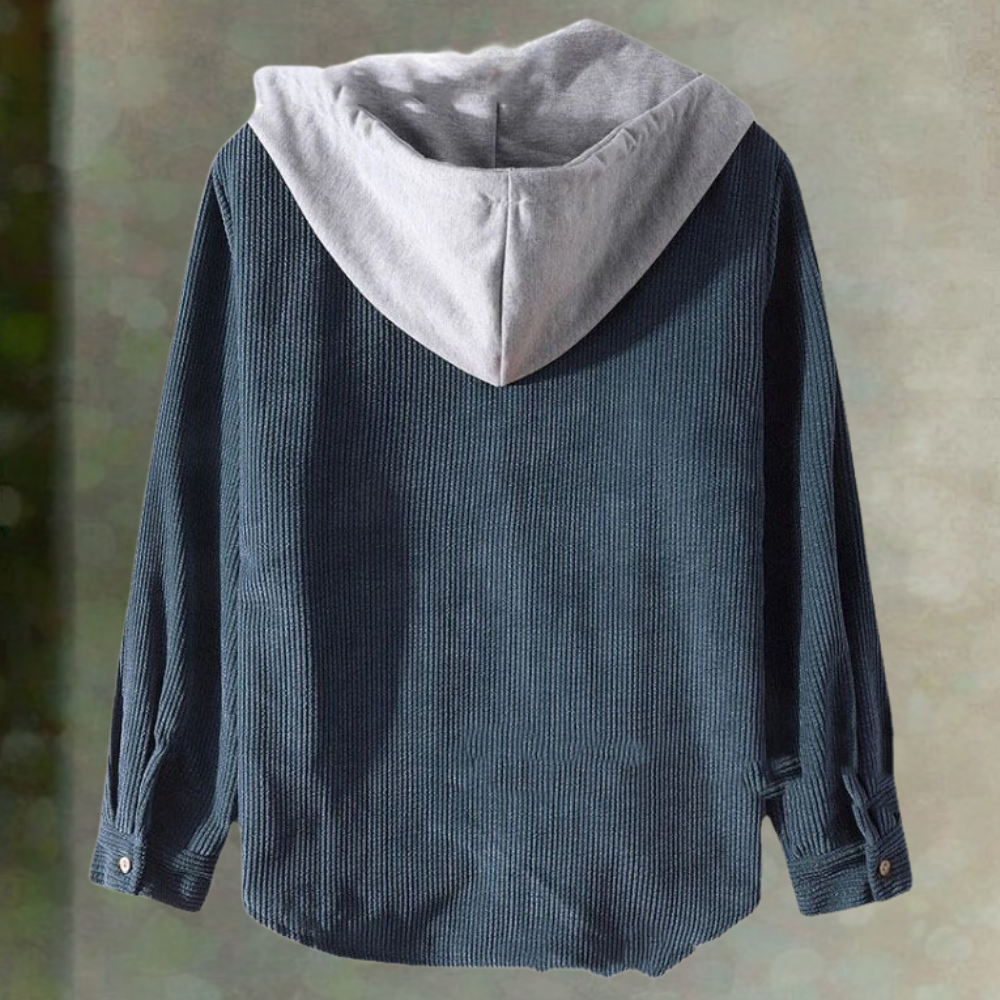 Herren Geknöpfte Cordjacke mit Kapuze