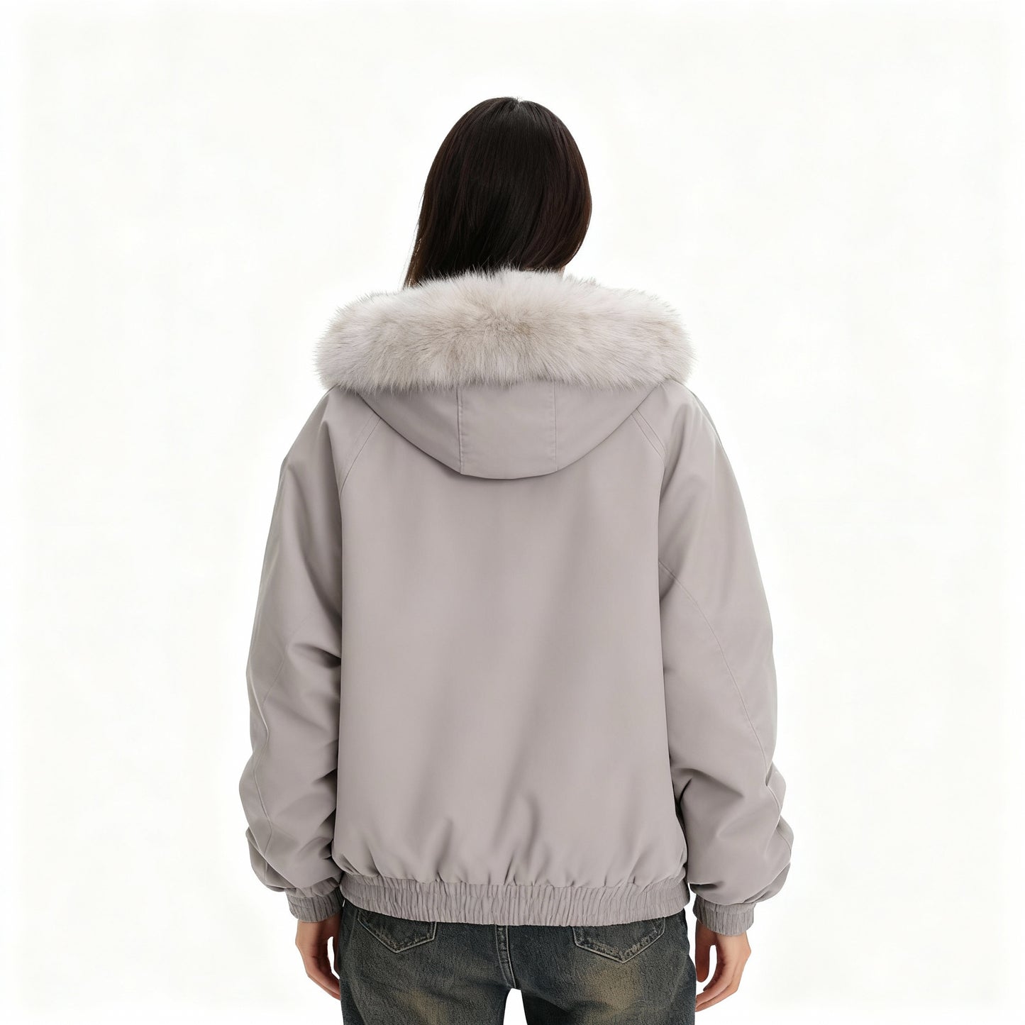 Thermo Wintermode Stilvolle Gefütterte Abnehmbare Fellkragen Sport Damen Winterjacke