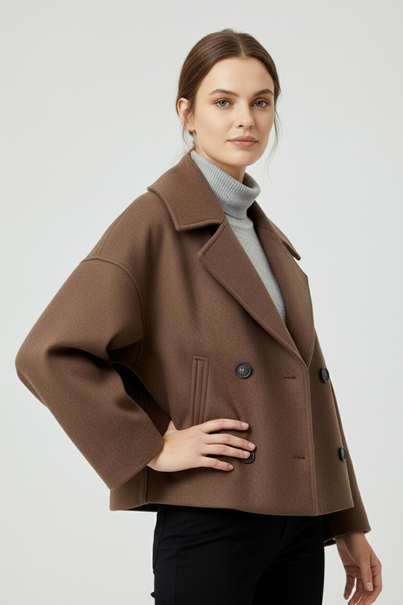 Feine Kurzschnitt Zweireiher Komfortstil Damen Kurzjacke