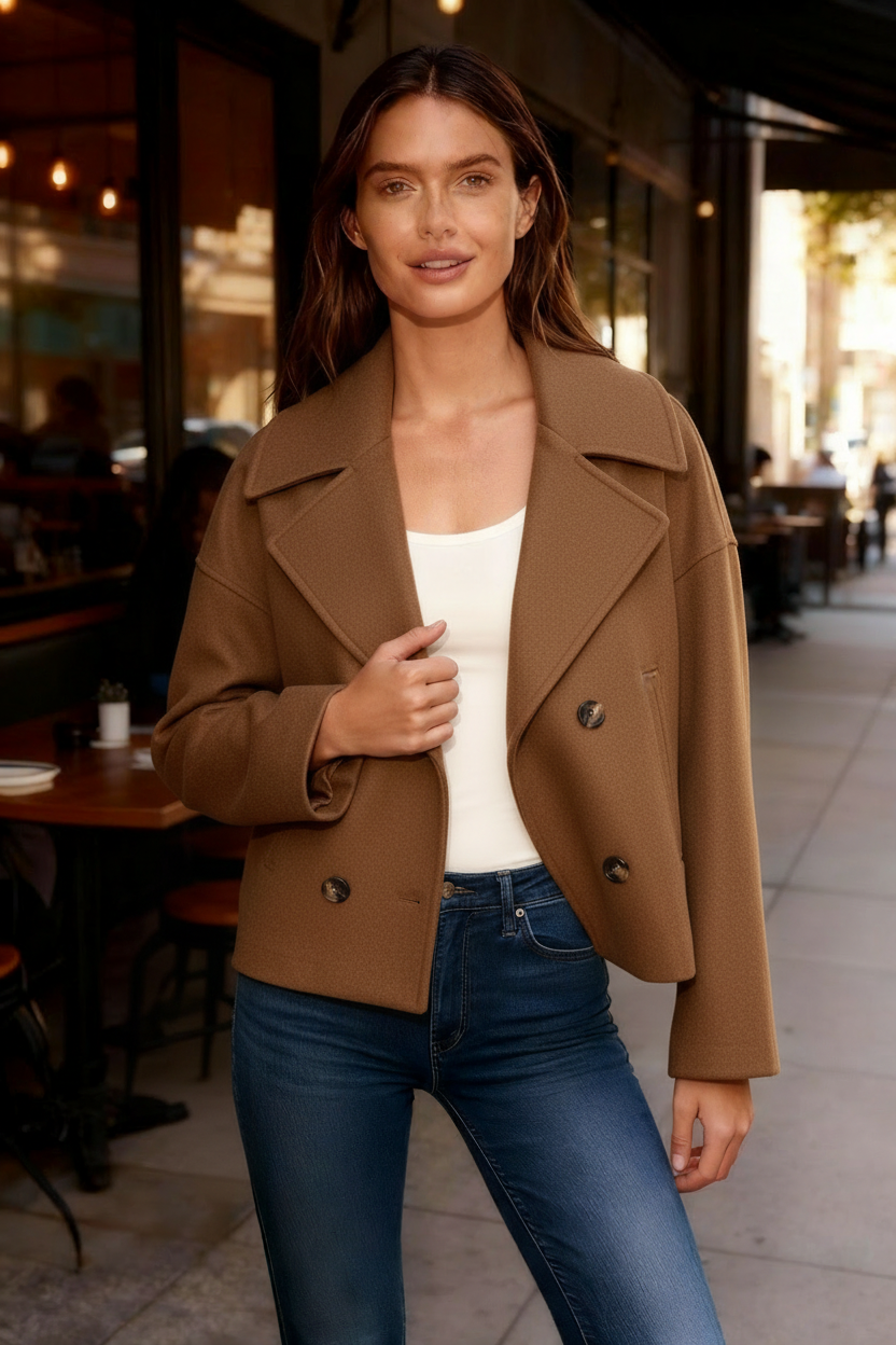 Elegante Kurzschnitt Zweireiher Klassik Damen Kurzjacke