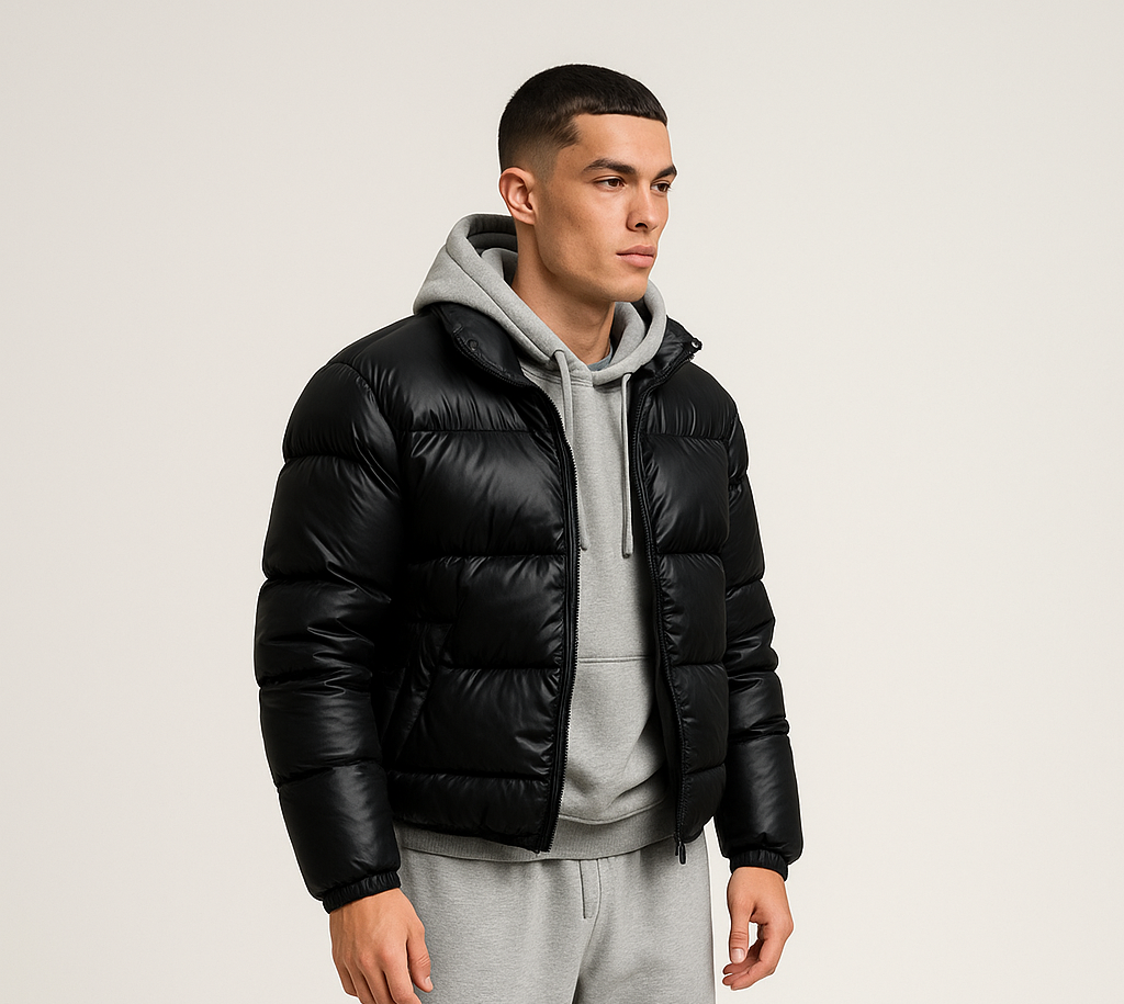 Herren Hochwertige Warme Daunenjacke Glänzender Puffer