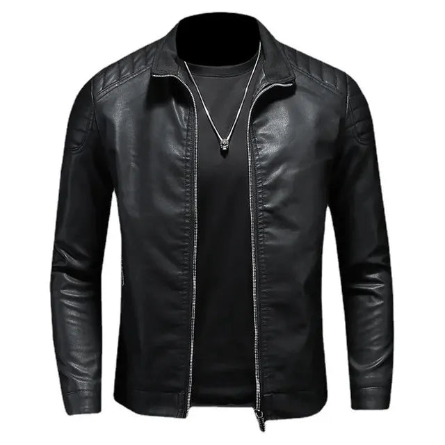 Herren Slim Fit Bikerjacke aus hochwertigem Leder