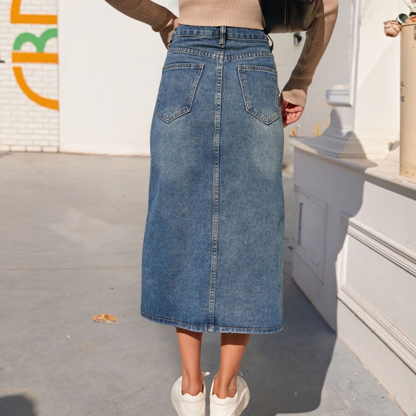 Fudus | Vintage Jeansrock Mit Schlitz