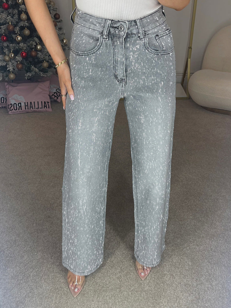Jeans High Waist Diamant Details