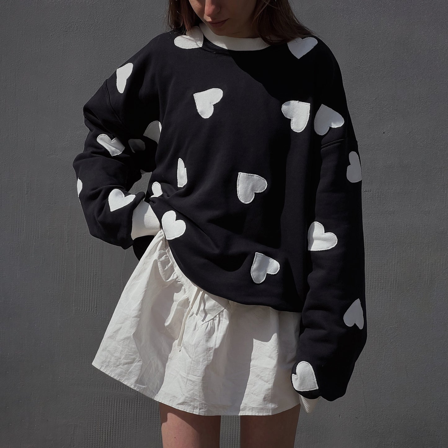 Damen Kapuzenpullover mit kreativem Herzmotiv und lässigem Oversized-Schnitt Fudus