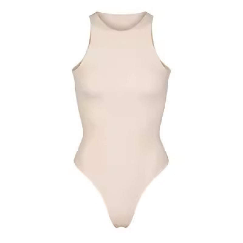 Damen Body Sportlich Hoher Hals Elegant Schlicht Dehnbar