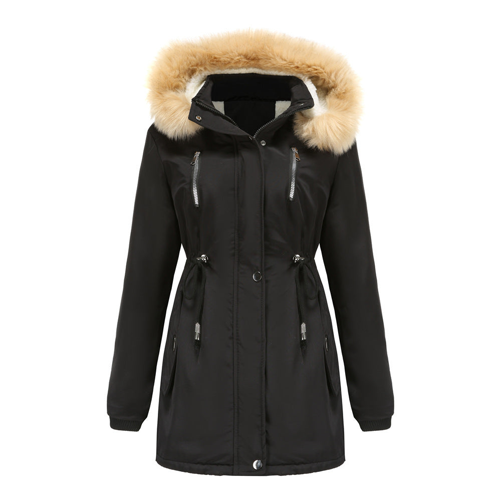 Damen isolierte Winterjacke mit abnehmbarem Kunstfellkragen Fudus