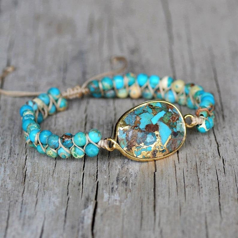 Damen Armband Türkisperlen Handgefertigt