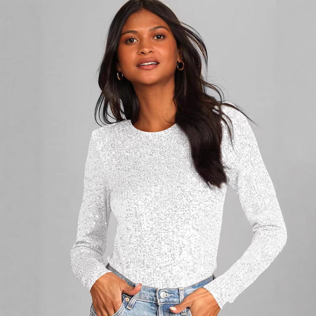 Damen Glitzernder Body mit langen Ärmeln