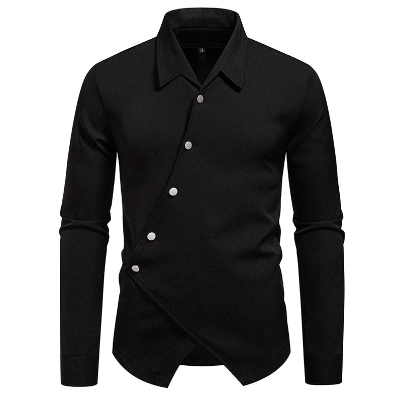 Herren Exklusive Hemdbluse mit asymmetrischem Schnitt und eleganten Knopfdetails Fudus