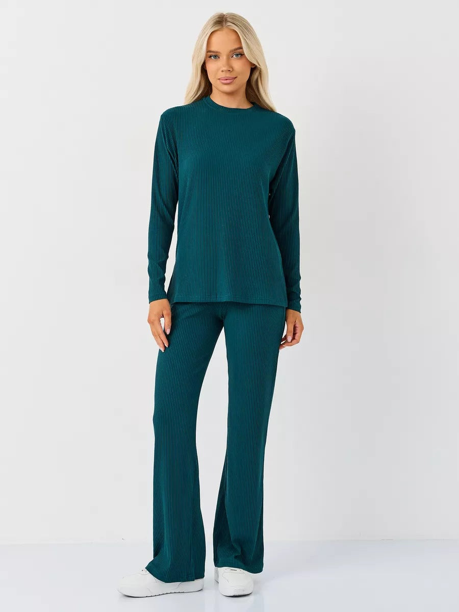 Damen Lässiges Strick-Set mit weitem Bein Fudus