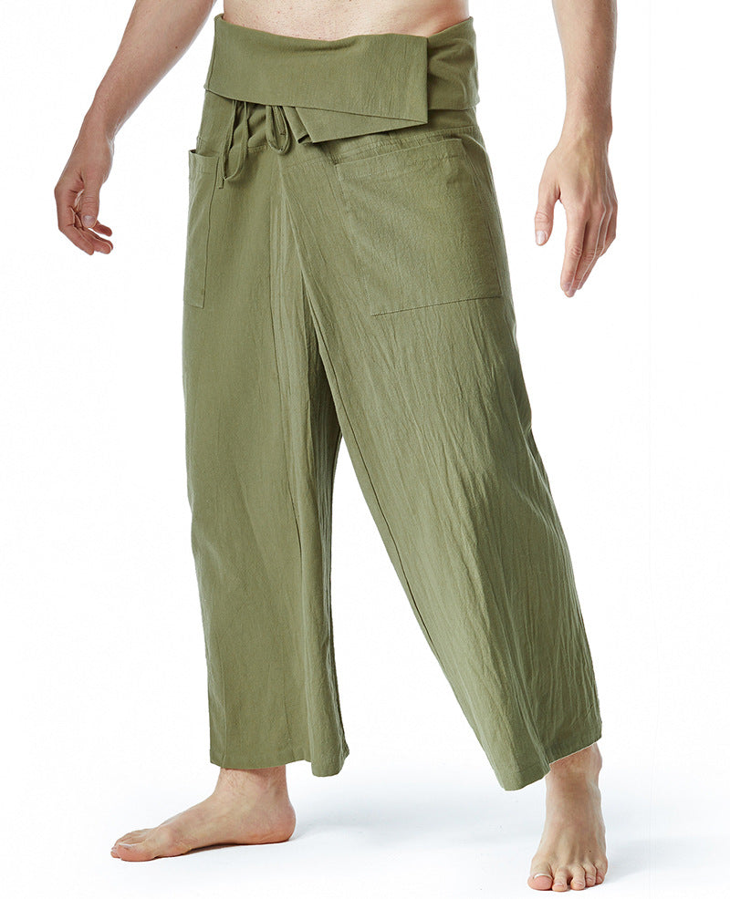 Herren lässige Bundfaltenhose mit praktischen Seitentaschen Fudus