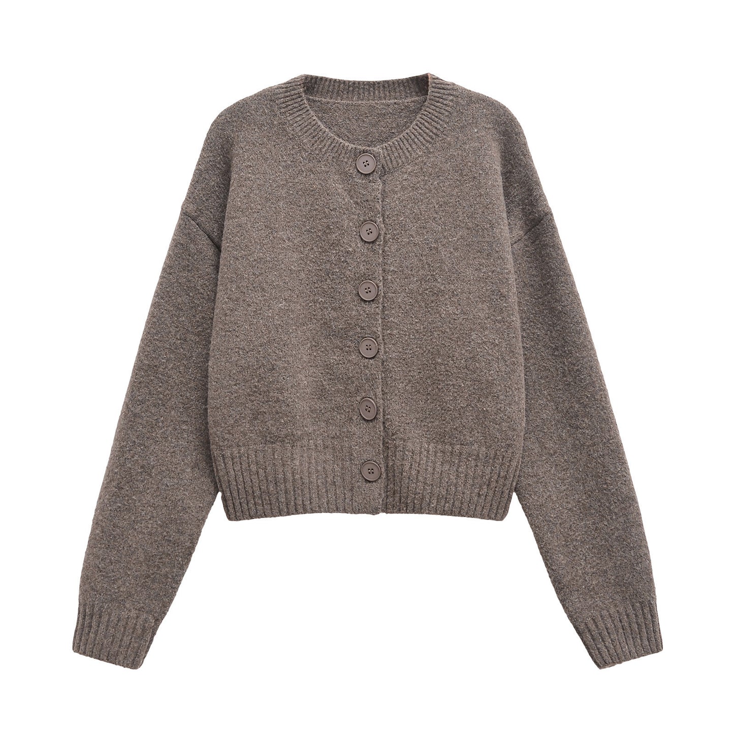 Cardigan Damen Cropped Knopfverschluss Gemütlich