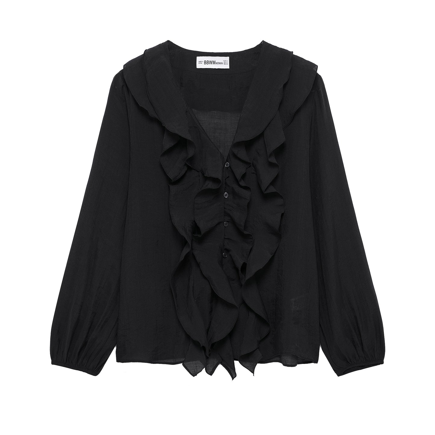 Bluse Damen Seiden Rüschen Knopfverschluss Elegant