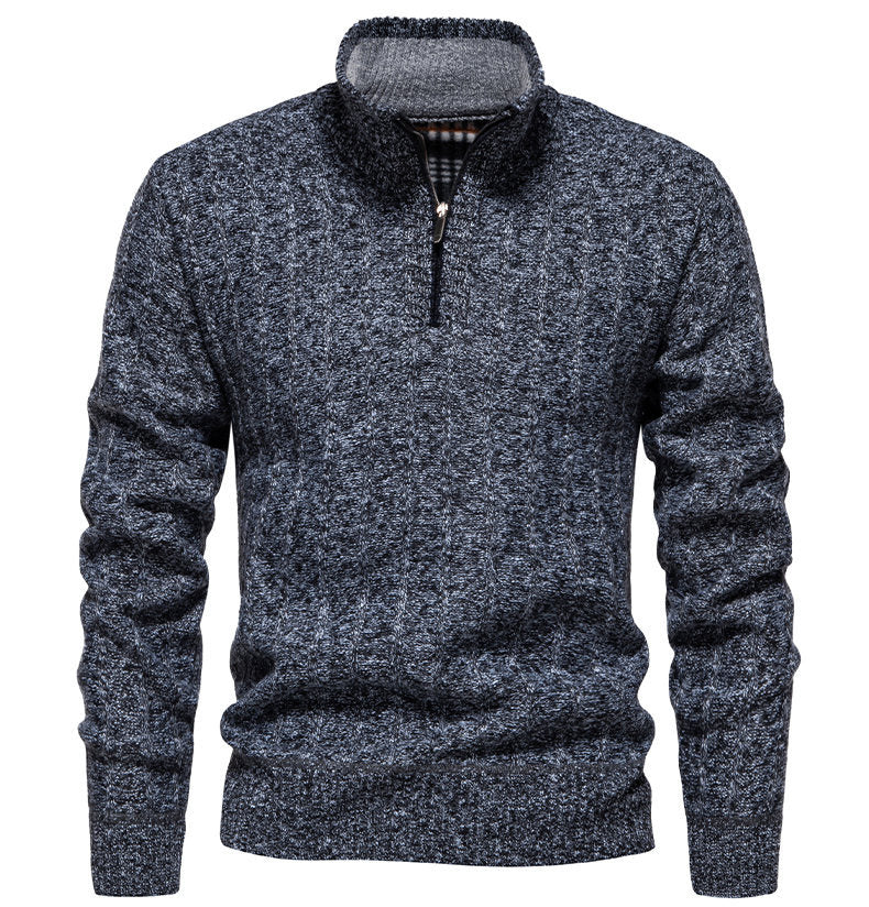 Herren Pullover mit Stehkragen und Zipper Fudus