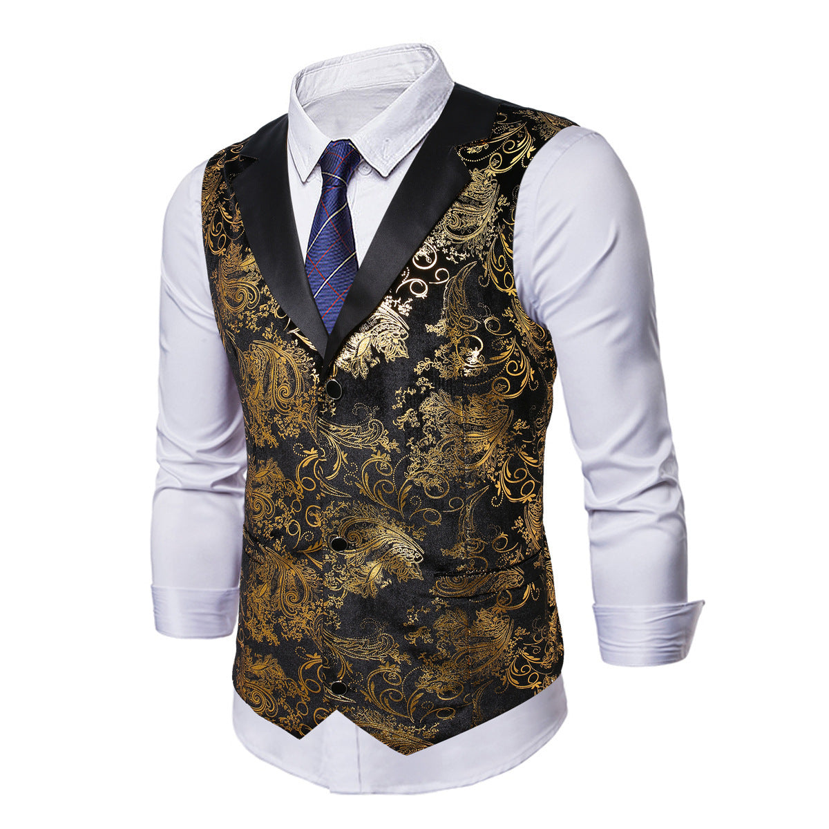 Herren elegante Pailletten Weste Fudus