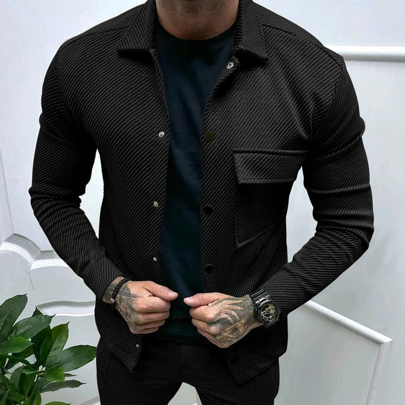 Herren modische Jacke mit strukturiertem Design und praktischen Taschen Fudus
