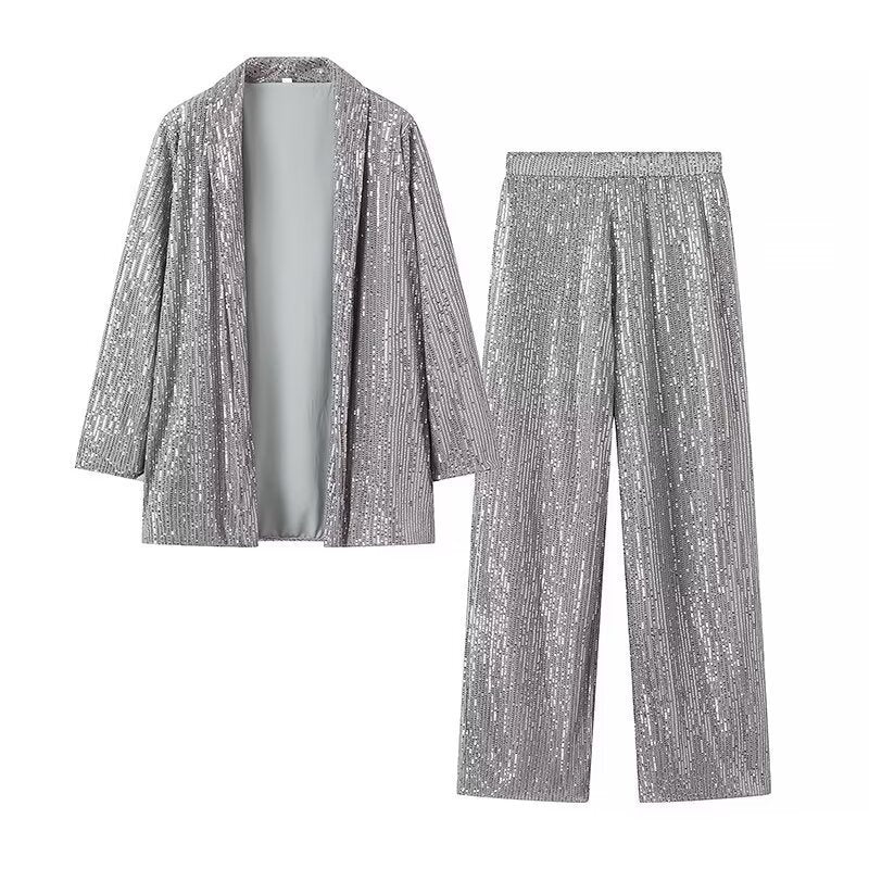 Damen Strickjacken Set Glitzernde Akzente Lässige Schnittführung Weich Elegant