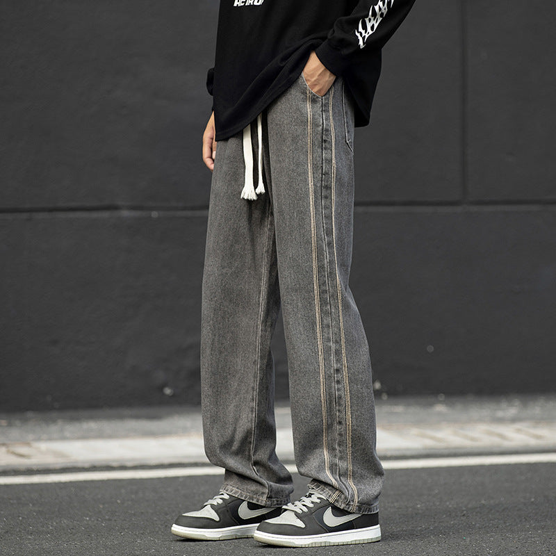 Herren weite Jeanshose mit kontrastierenden Nähten Fudus