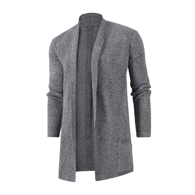 Damen Strickjacke mit modernem Kragen und tiefen Taschen Fudus