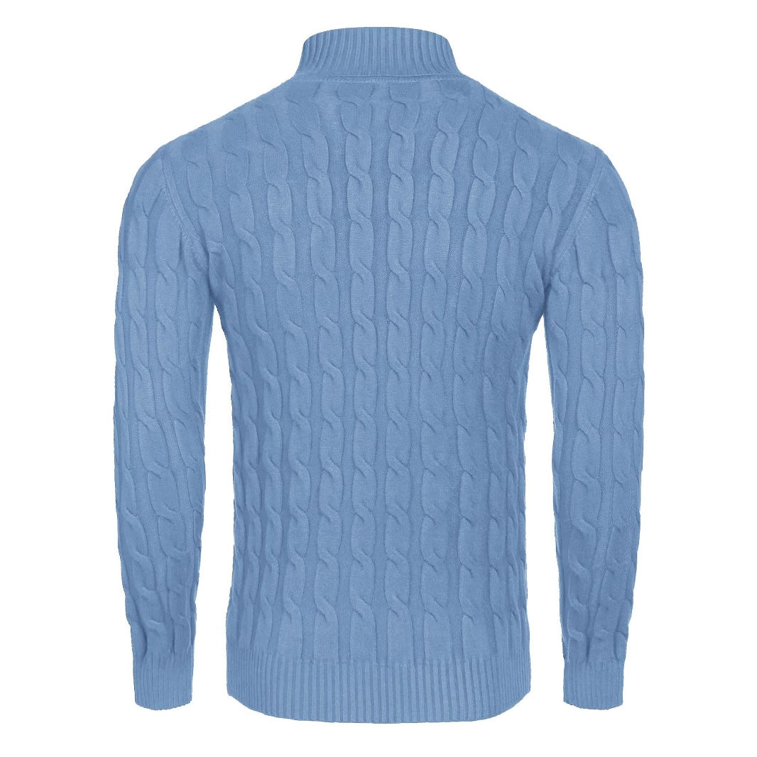 Herren Strickpullover Zopfmuster Warm Weich Hoher Kragen