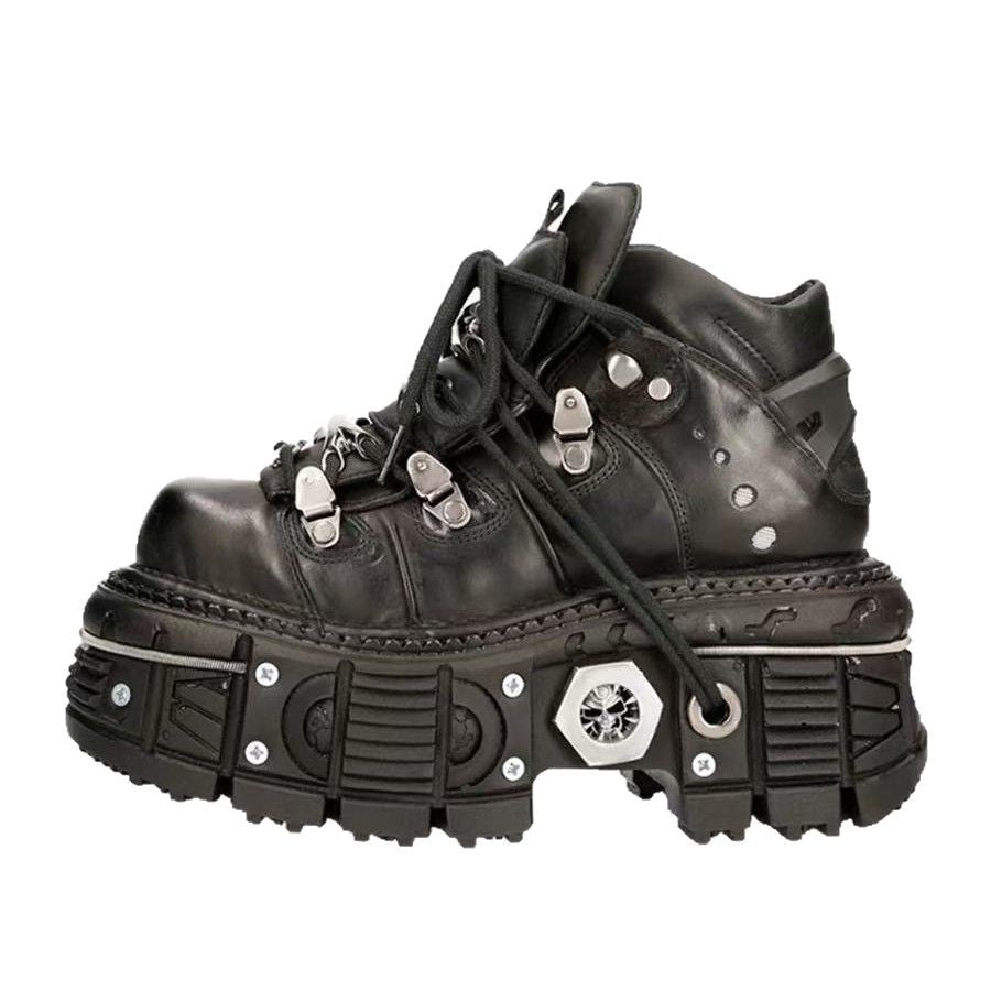 Damen Stiefel High Top Robust Gummisohle Leder Ergonomisch