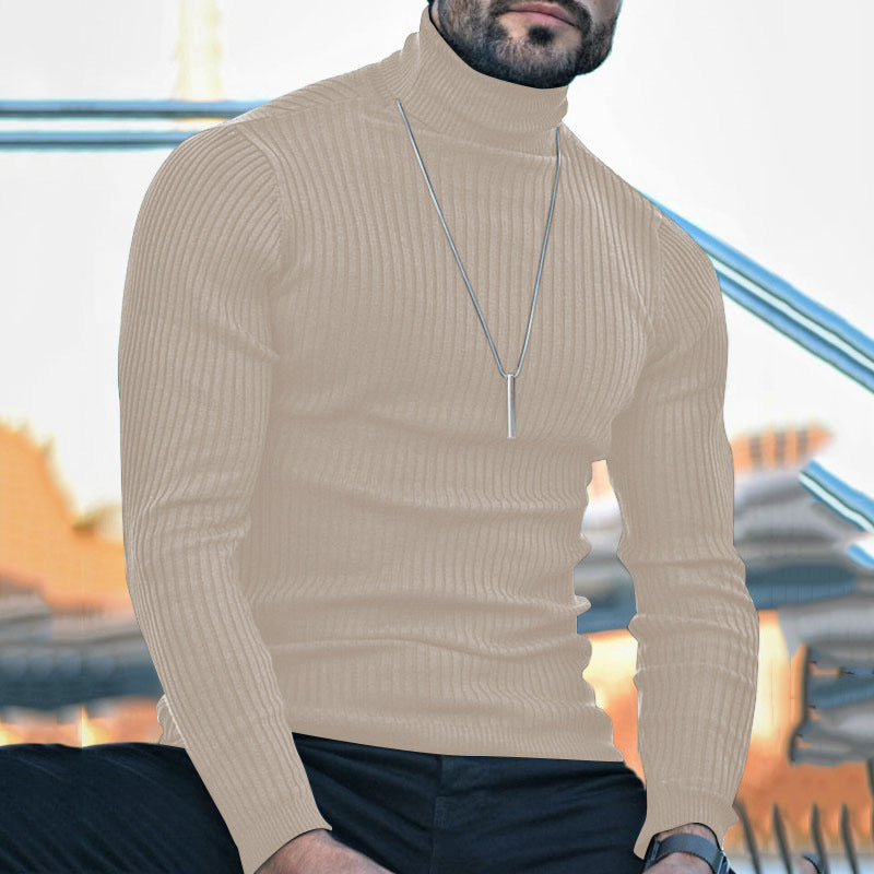 Herren Hochwertiger Rollkragenpullover mit strukturiertem Design Fudus