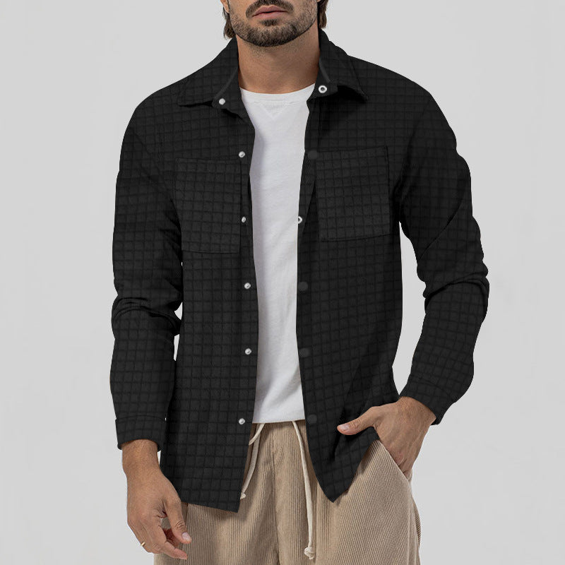 Herren lässiges Karo-Hemd mit zwei Brusttaschen und modernem Schnitt Fudus