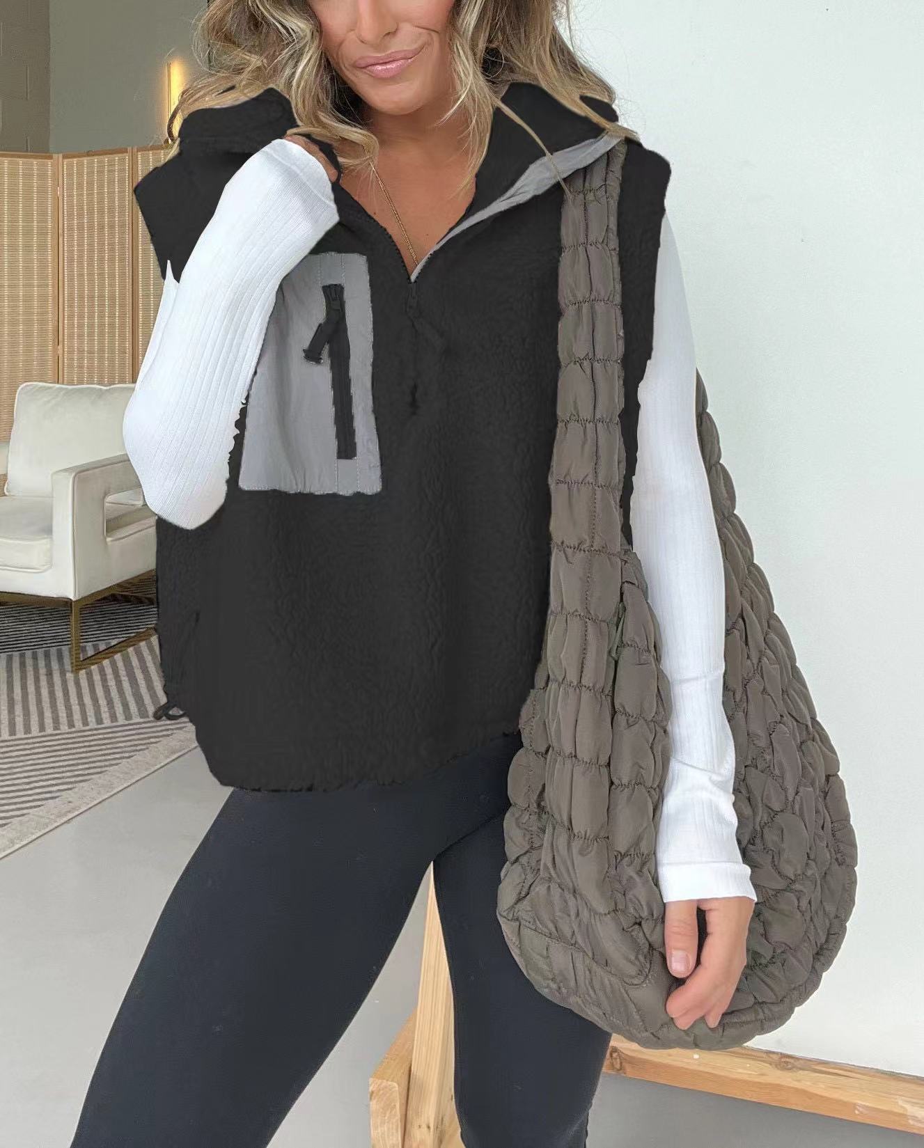 Damen Stepp-Weste mit hohem Kragen und praktischer Brusttasche Fudus