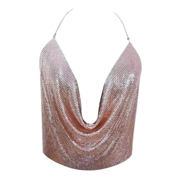 Glitter Top Tanztop Glänzend Vielseitig