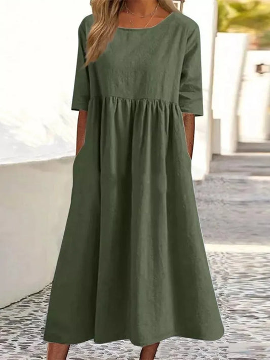 – Vintage-Kleid in Übergröße mit halben Ärmeln