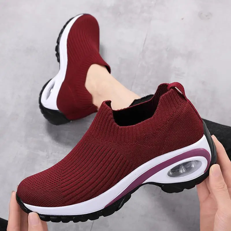 Damen Sneaker Lässig Sport Slip-on Wedge