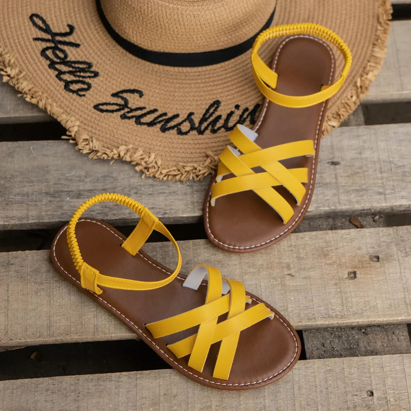 Sandalen Flach Riemchen Gepolstert Rutschfest