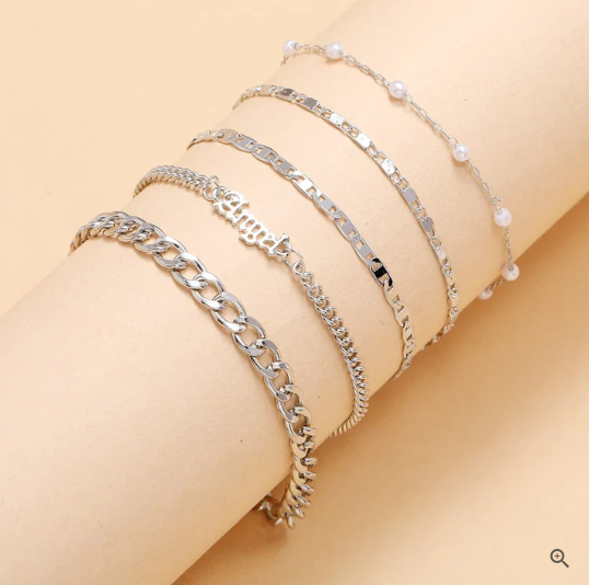 Damen 5 Teiliges Armbandset Für Stilvollen Look