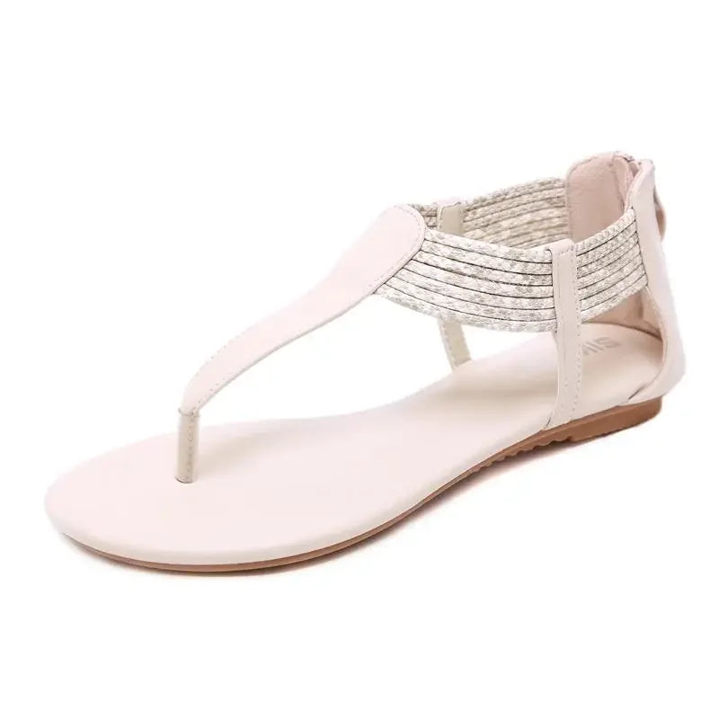 Sandale Flach Knöchelriemen Gummi Sommer