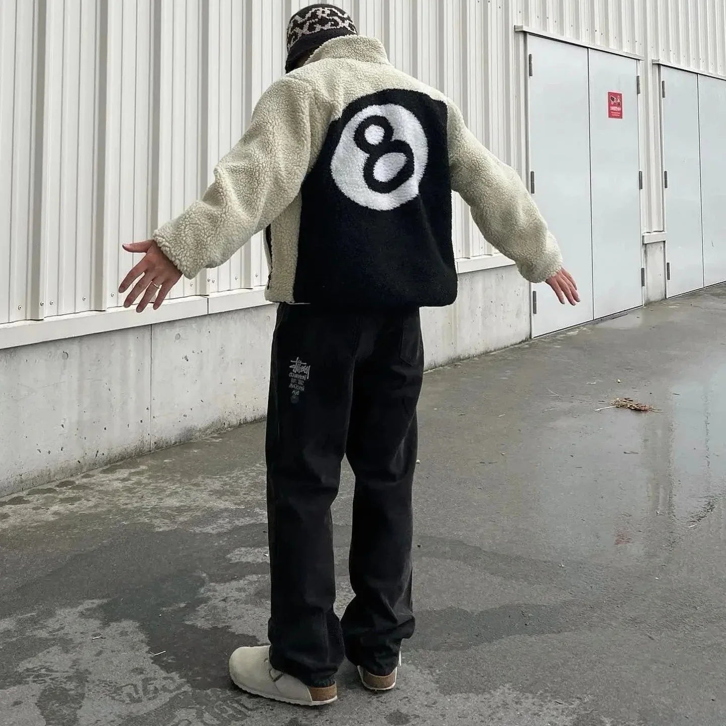 Herren Fleece-Sherpa-Wendejacke