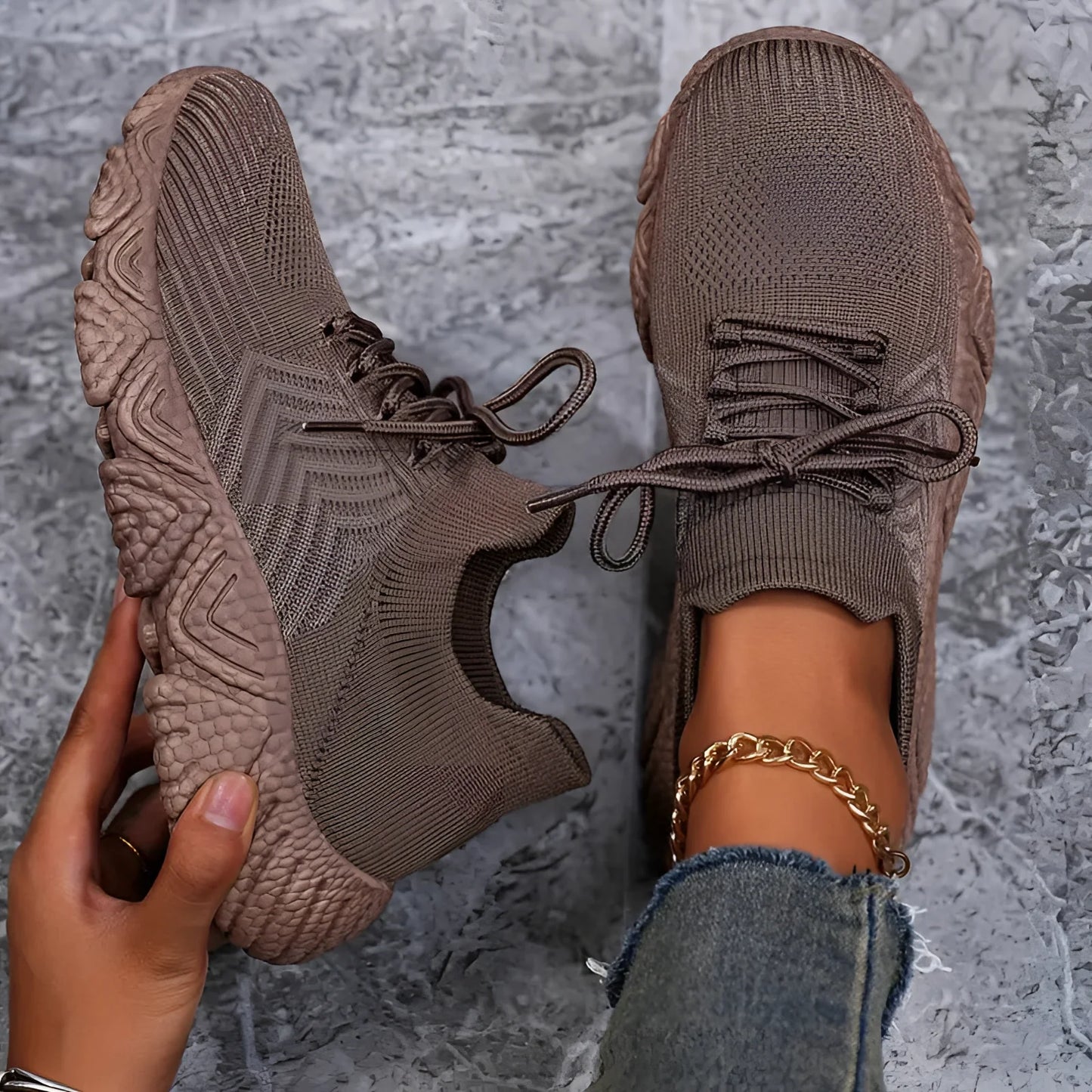 Damen Strick Sneaker Mit Textursohle