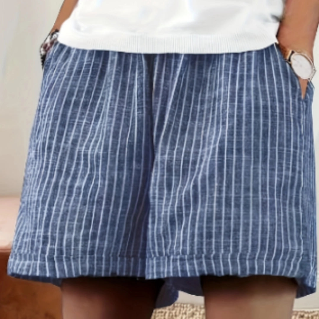 Damen Leinen Shorts mit Elastischem Bund