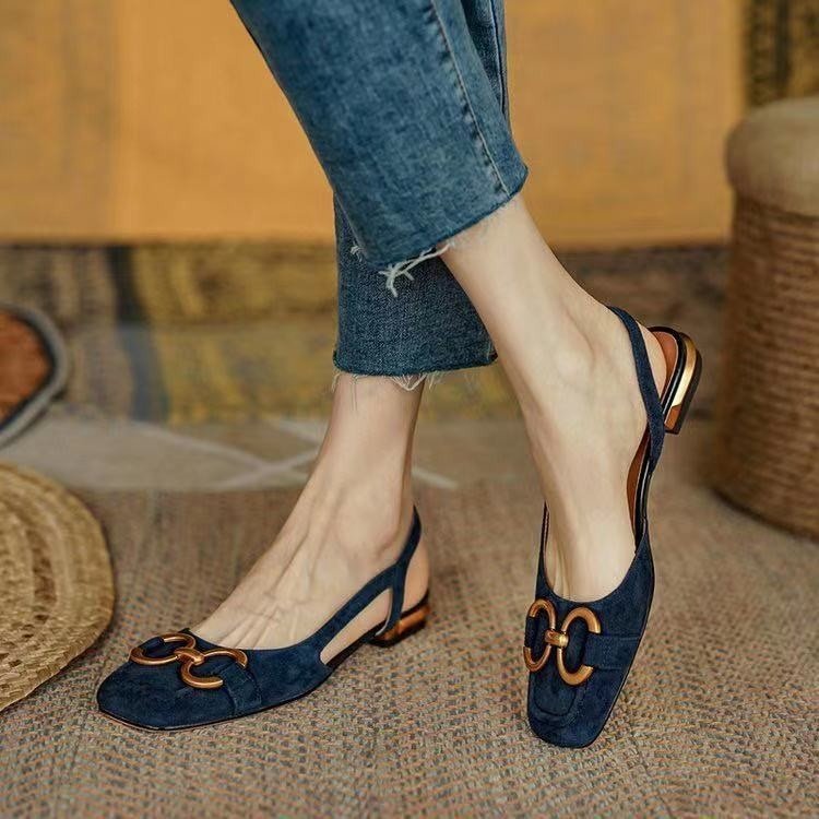 Slingbacks Leder Elegant Wildleder