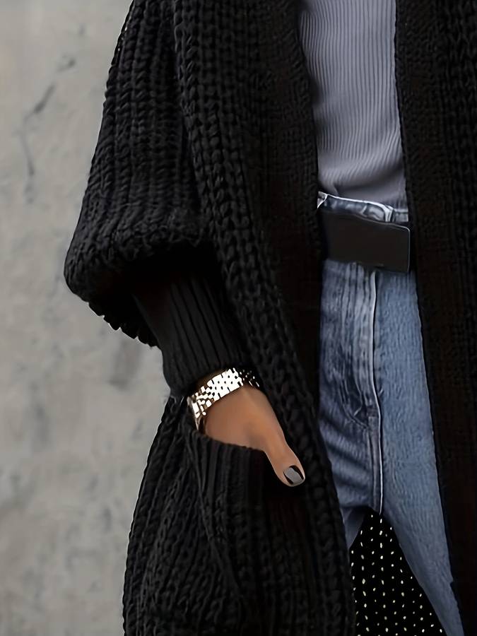 Strickmantel Lang Weich Elegant